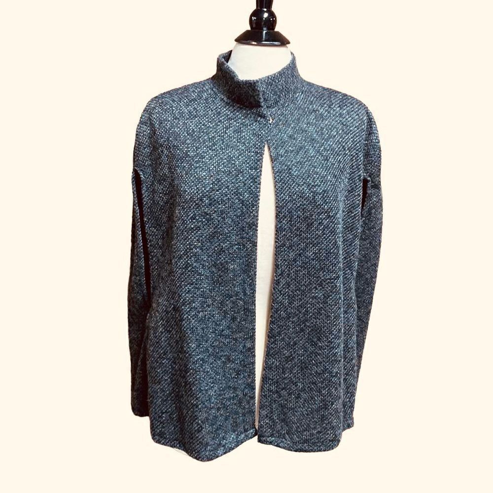 Trezo Black Tweed Poncho Cape One Size